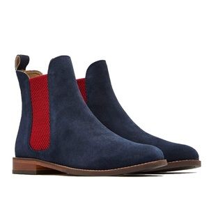 Joules Westbourne Chelsea boot in navy suede with red panels 7